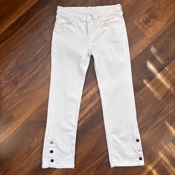 MNG by Mango White Ankle Jeans with Snap Button Trim - Size 4 (EUC) - Picture 1 of 7
